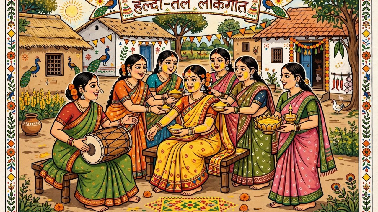 मध्य प्रदेश की शादी का असली रंग: हल्दी-तेल का लोकगीत, ढोलक की थाप पर झूम उठता है पूरा गांव मध्य प्रदेश की शादी का असली रंग: हल्दी-तेल का लोकगीत, ढोलक की थाप पर झूम उठता है पूरा गांव