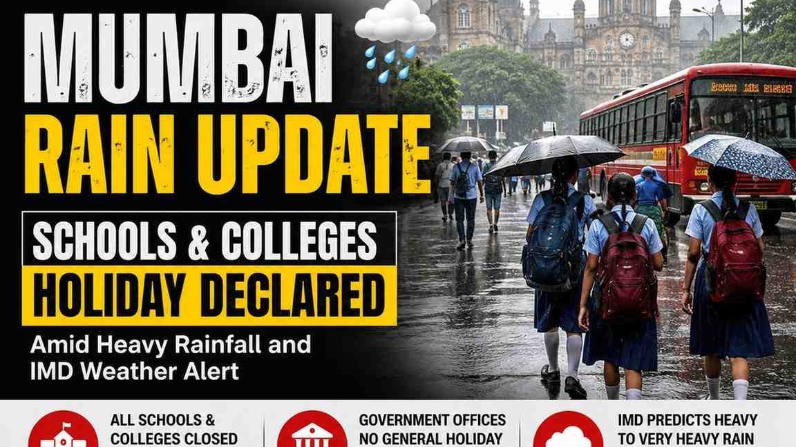 भारी बारिश से बेहाल मुंबई में स्कूल-कॉलेज बंद; सरकारी कार्यालय खुले रहेंगे