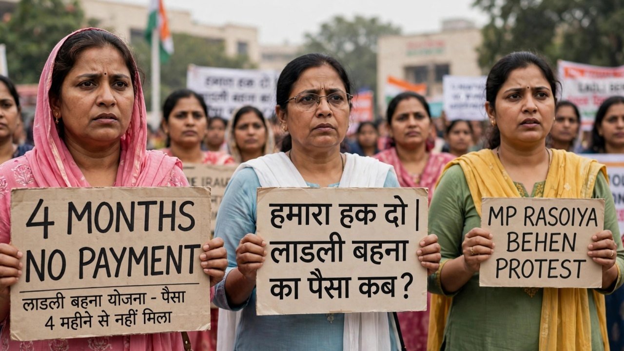 MP में बवाल: 4 महीने से मानदेय नहीं, शिवराज के बंगले के बाहर हजारों रसोइया बहनों का धरना